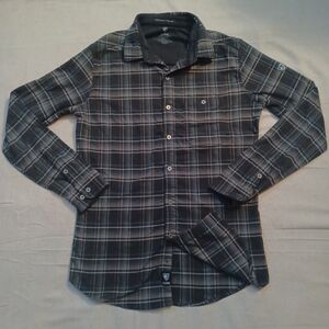 Kuhl Black Plaid Flannel Long-Sleeve Button-Up Shirt Men's Size Medium